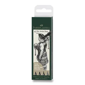 Faber-Castell Pitt Artist Pen 4er-Set, 1,5 mm, C, B, FM, schwarz